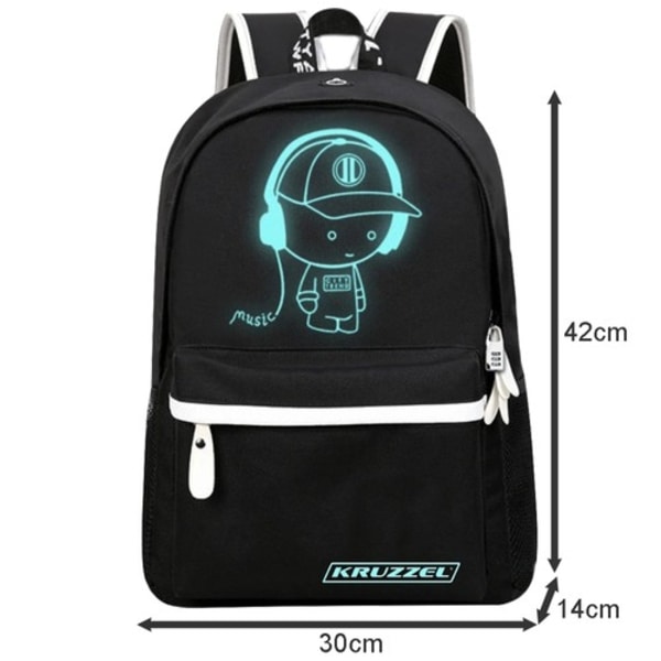 Rygsæk med LED & Kodelås / Taske - 19L Black