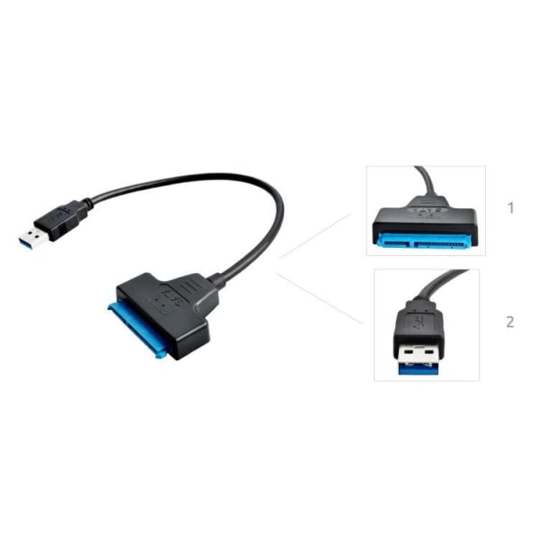USB 3.0 till SATA 3 Adapter - Passar till HDD / SSD - Hårddisk Svart