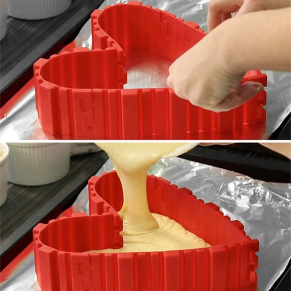 Formbar bakeform / kakeform i silikon - Justerbar Red