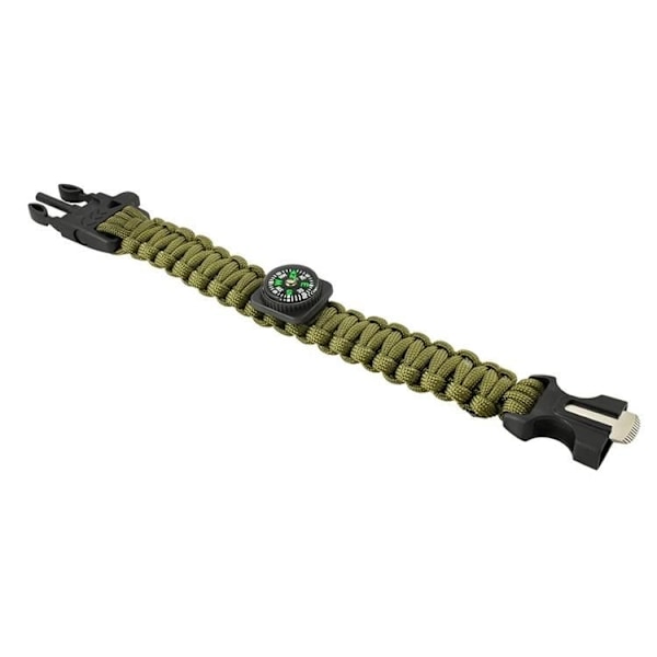 Paracord Armband / Överlevnadsarmband – 5-i-1 funktioner Grön