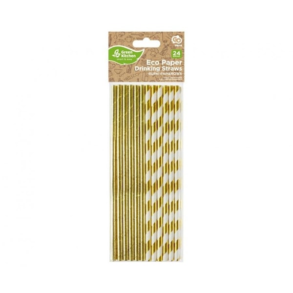 Guld Papperssugrör i Färgmix, 24-pack