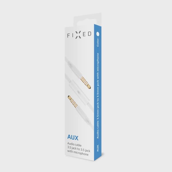 FIXED Audio 2x3.5mm Flat kabel med mikrofon 1m Vit