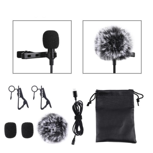 USB-C Lavalier mikrofon / myggmikrofon - 1,5m Black 5011 | Black | 65 |  Fyndiq