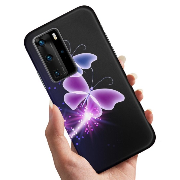 Huawei P40 - Cover/Mobilcover Lilla Sommerfugle