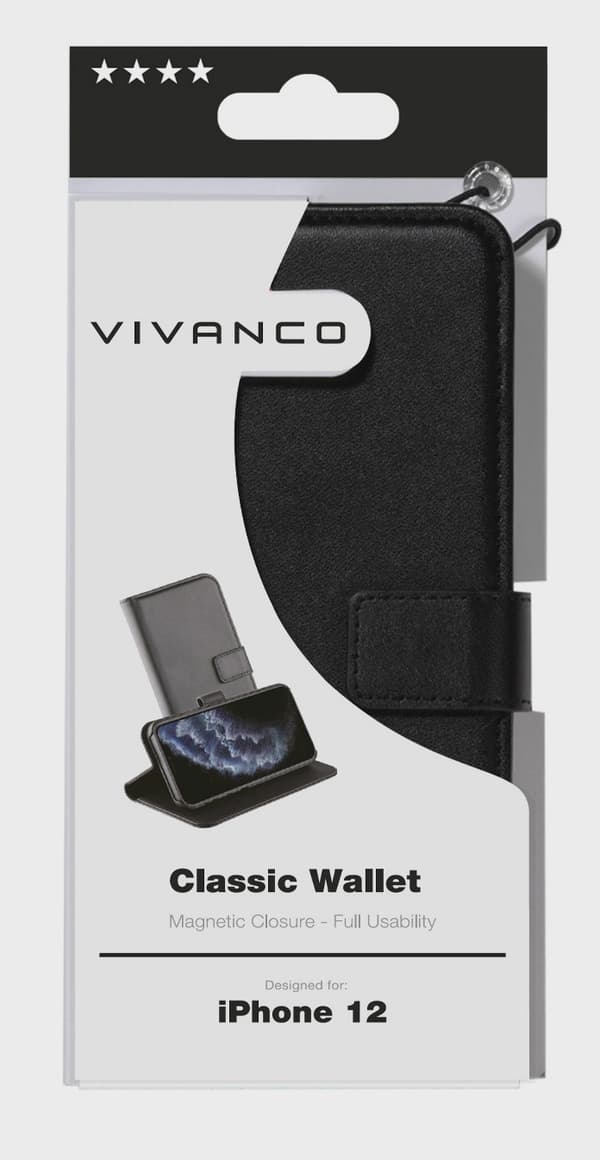 Vivanco Classic Plånboksfodral iPhone 12 mini Svart