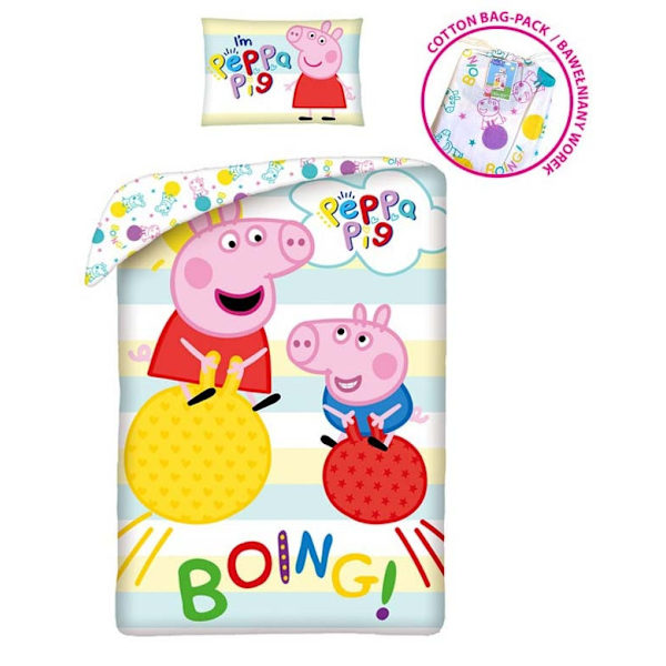Peppa Pig Boing sängkläder 140×200 cm, 70×90 cm