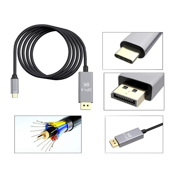 USB-C till DisplayPort 1.4 kabel 1.8m – Upp till 8k