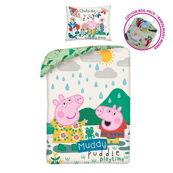 Peppa Pig Sängöverdrag i lerig design 140×200 cm, 70×90 cm