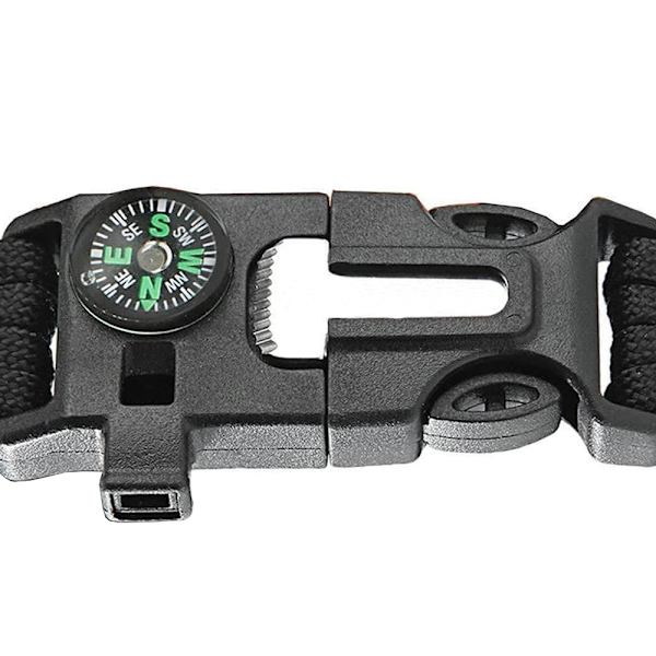 Paracord Överlevnadsarmband med Eldstartare m.m. Svart