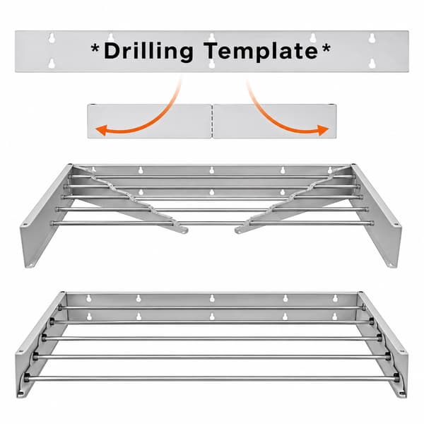 Kokoontaitettava kuivausteline 80 cm – Seinäkiinnitteinen - 2-Kpl 2-Pack