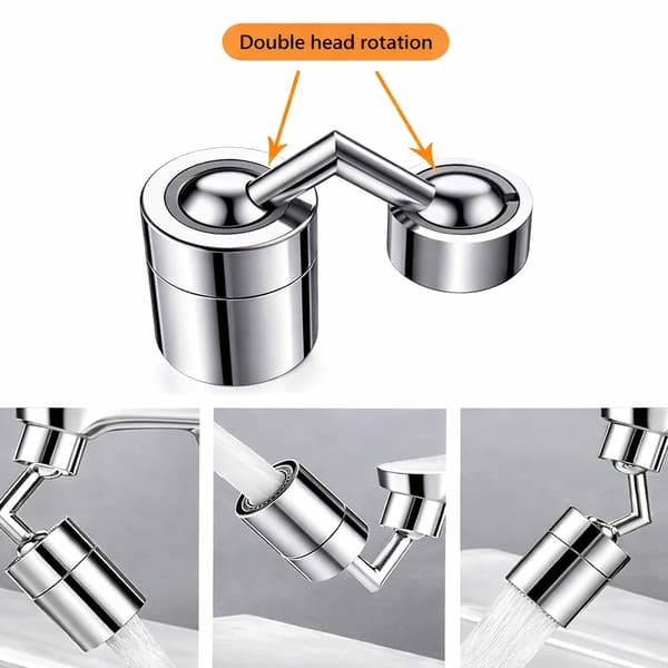 Munstycke till kran i mässing - 720° roterande adapter Silver
