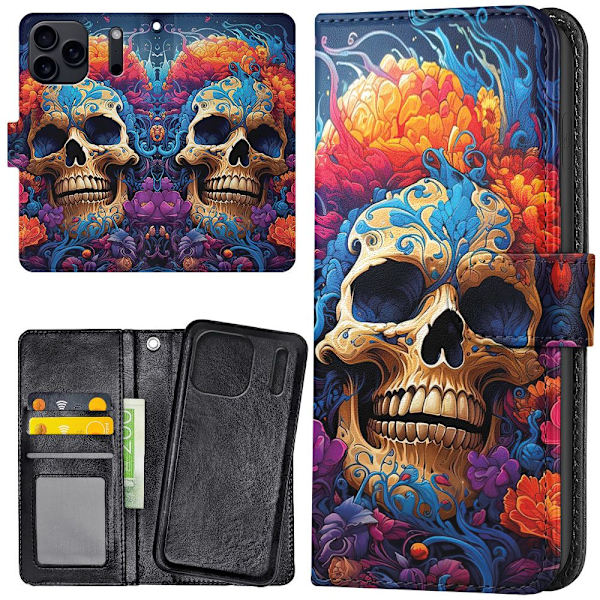 iPhone 17 Pro - Plånboksfodral/Skal Skull