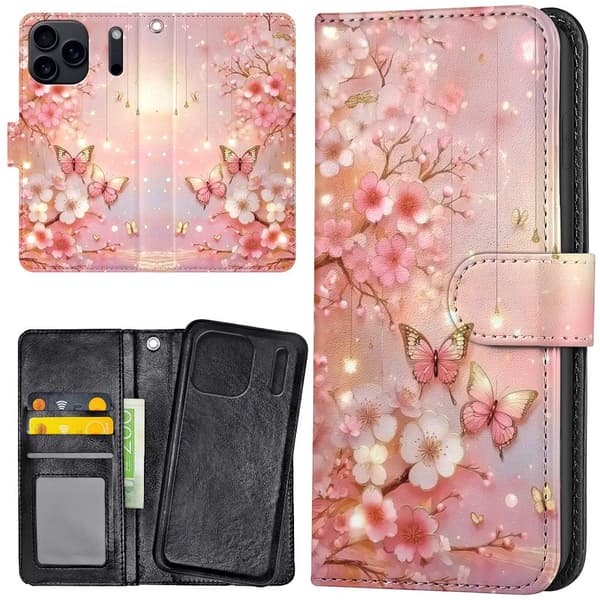 iPhone 17 / 18 Pro Max - Plånboksfodral/Skal Flowers & Butterflies