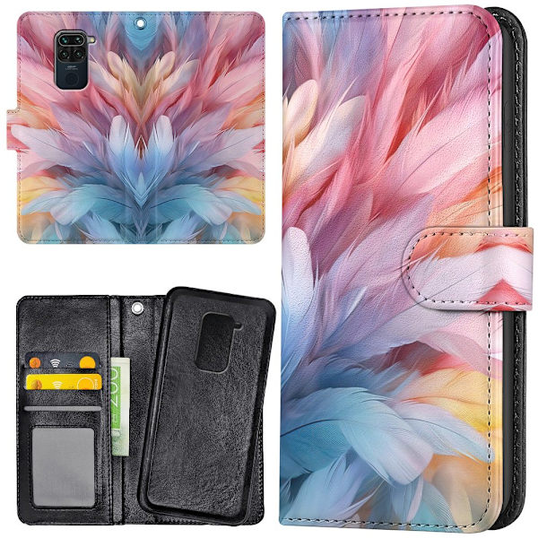 Xiaomi Redmi Note 9 - Plånboksfodral/Skal Feathers