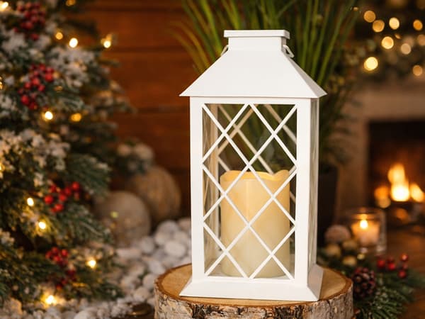 LED lykta dekorativ solcell White