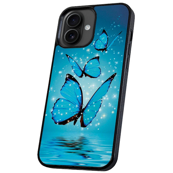 iPhone 16 Plus - Deksel/Mobildeksel Glitrende Sommerfugler