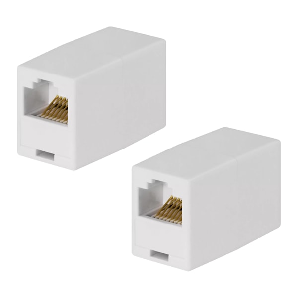 2 stk RJ45 Samleled - Sammenkobl netværkskabler & forlæng White