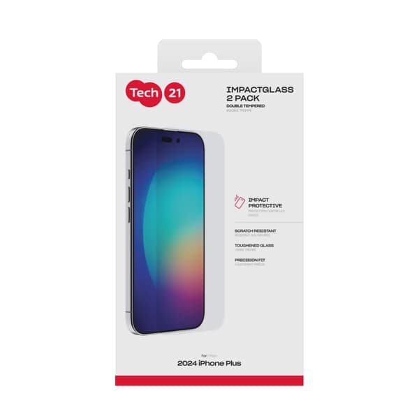 Tech21 Impact Glass 2-pack Extra Strong iPhone 16 Plus
