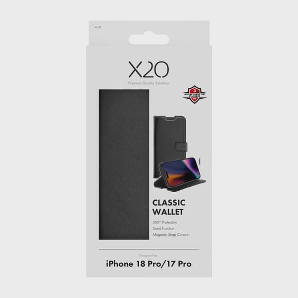 X2O Classic Wallet Plånboksfodral iPhone 18 Pro/17 Pro Svart