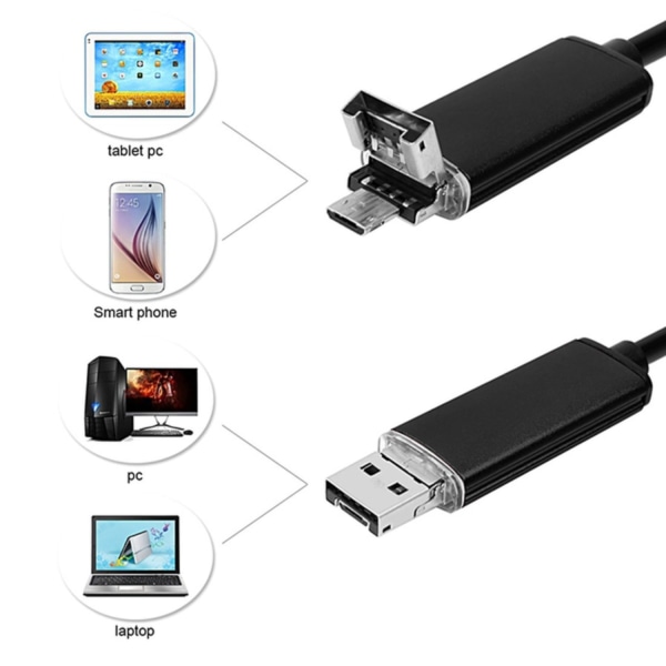 Tarkastuskamera matkapuhelimelle & PC / USB Endoscope - 2m Black