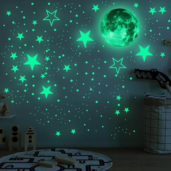 Glowing Moon Sticker, Glow in the Dark, Grey