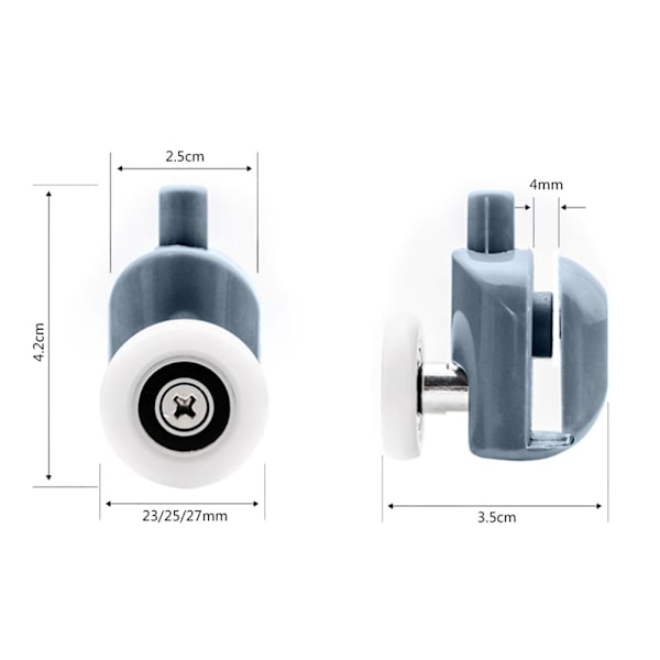 Pyörät Suihkukaappiin / Suihkuseinä - Suihku - 8 kpl Grey