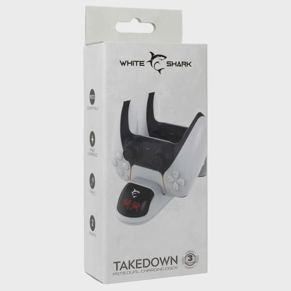 White Shark TAKEDOWIN PS5 Controller Laddningsstation Vit