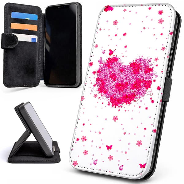 Lommebok Deksel / Mobildeksel til Samsung Galaxy S23 - Blomsterhjerte