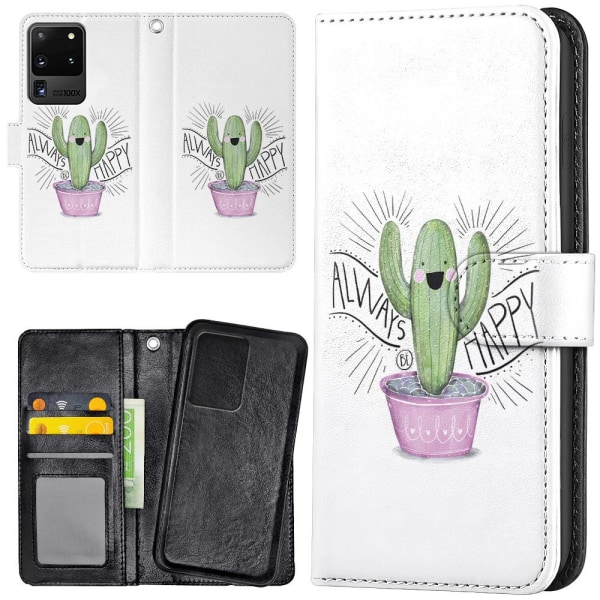 Samsung Galaxy S20 Ultra - Plånboksfodral/Skal Happy Cactus