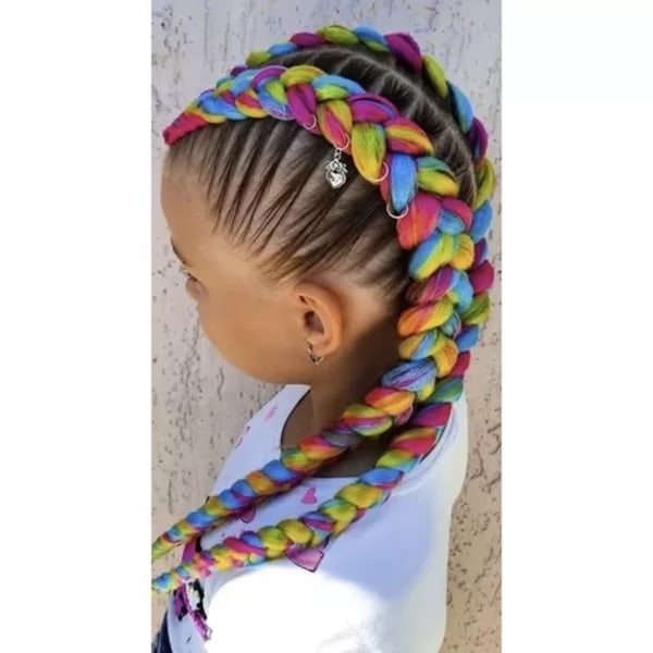 Jumbo Braid / Løshår Hårflette - 60 cm MultiColor Multifärg