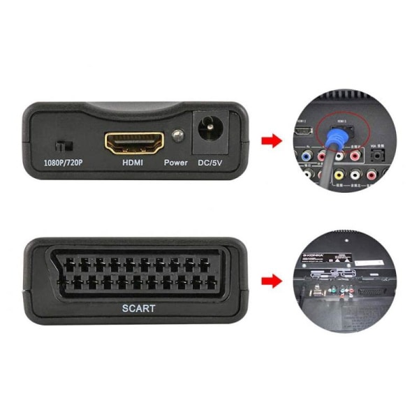 SCART til HDMI Konverter 1080p - Adapter Black
