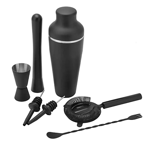 Bartender Kit med Shaker & Tillbehör - Barset / Cocktail Set Svart