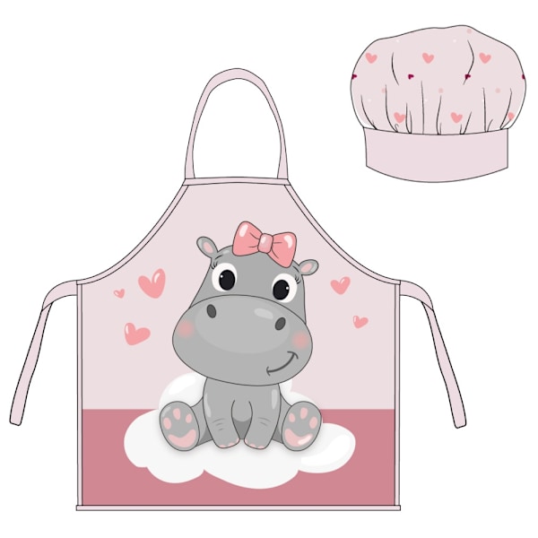 Hippo Pink Hippo Barnförkläde 2-delars Set