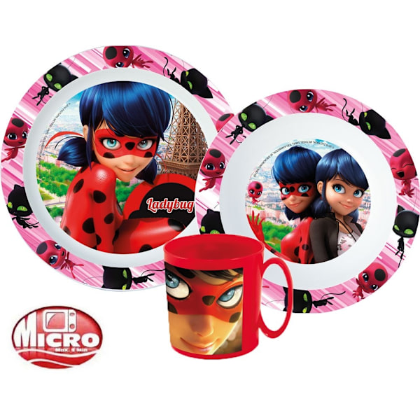 Miraculous Ladybug middagsset, mikropartikelset med 350 ml mugg