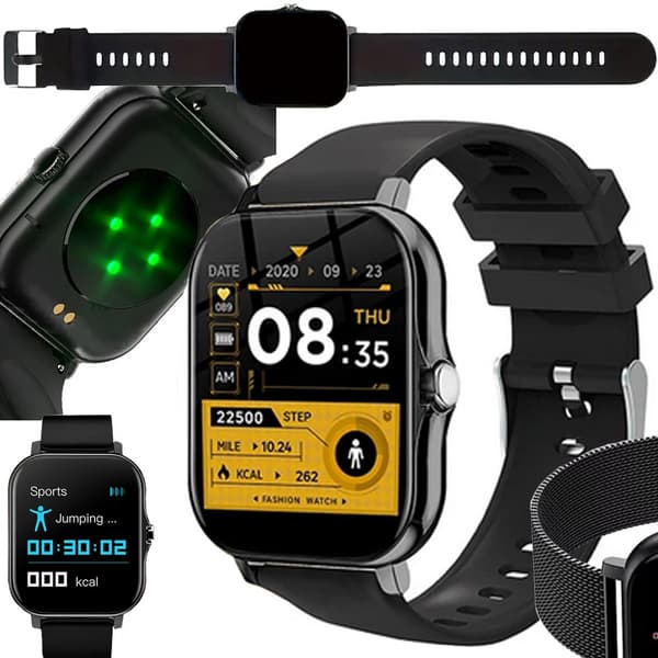Smartklocka dam herr gummiarmband sport Bluetooth-samtal svart Svart