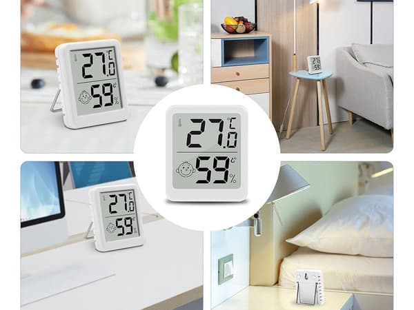 Digital termometer mini väderstation rumshygrometer batterimagnet White