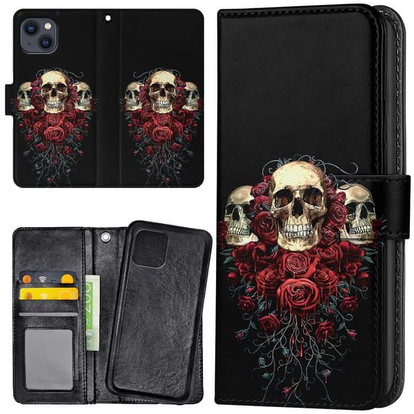iPhone 14/15 Plus - Plånboksfodral/Skal Skulls