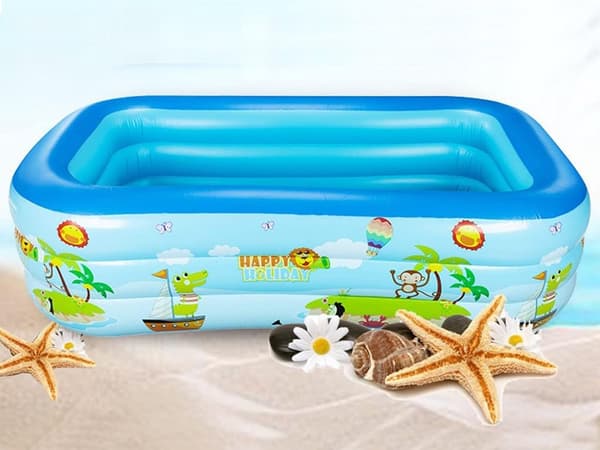 Uppblåsbar pool - Rektangulär familjepool för barn