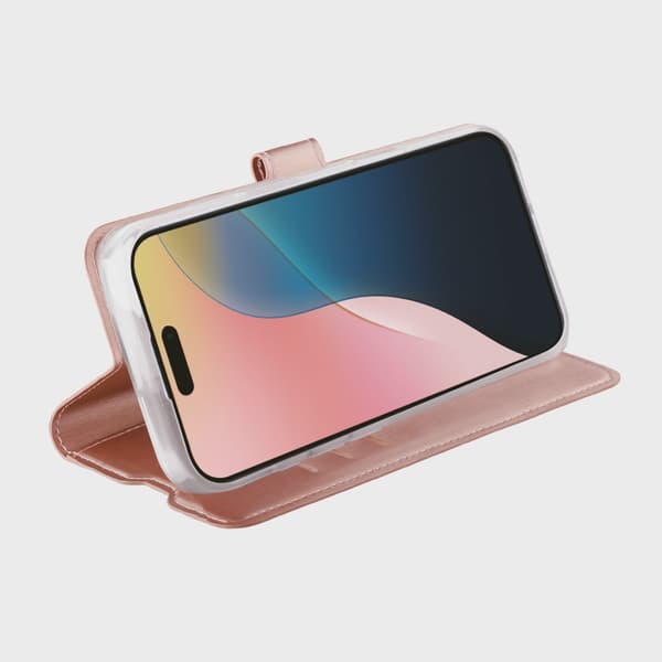 Vivanco Classic Plånboksfodral iPhone 16 Rosa Guld