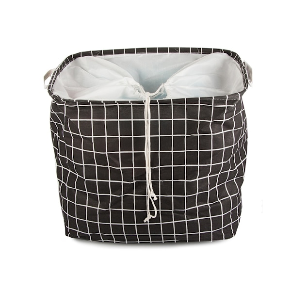 Hopfällbar Tvättkorg - 90L Black Svart (Rutig)