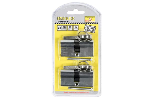 Cylinderlås europrofil 60 mm 2-pack lika låsning