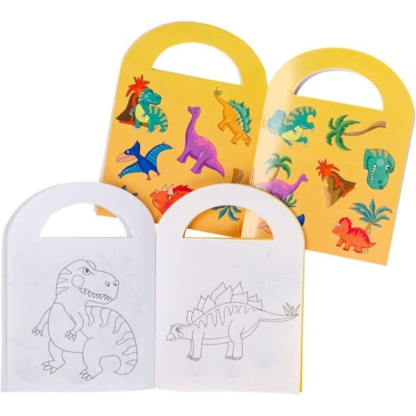 3-Pack - Fargebok for barn med klistremerker MultiColor Dinosaurie