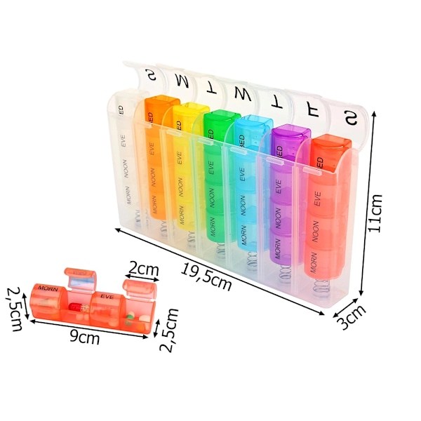 Dosett / Medicinbox - Medicin Förvaring - 4 tidpunkter per dag