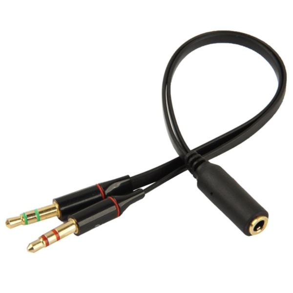 3.5 mm Adapter Mikrofon & Hodetelefoner – Splitter Black