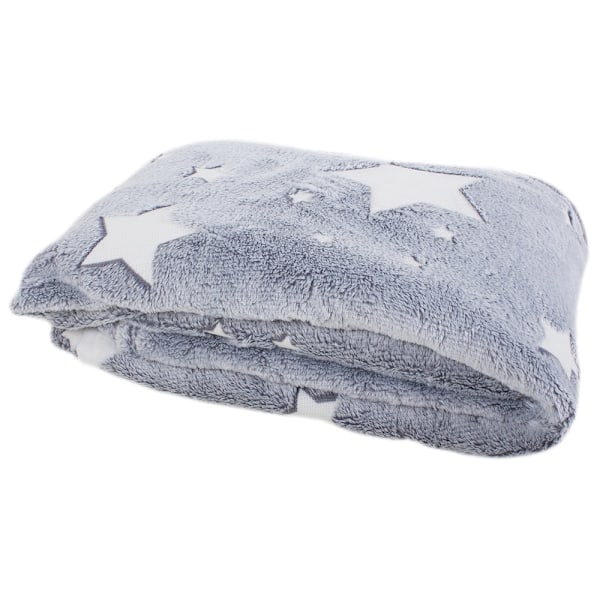 Filt med Selvlysende Stjerner - 150x180cm Grey