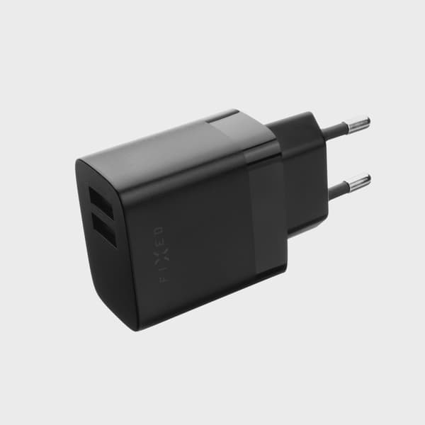 FIXED Hemladdare 2xUSB-A 17W Black