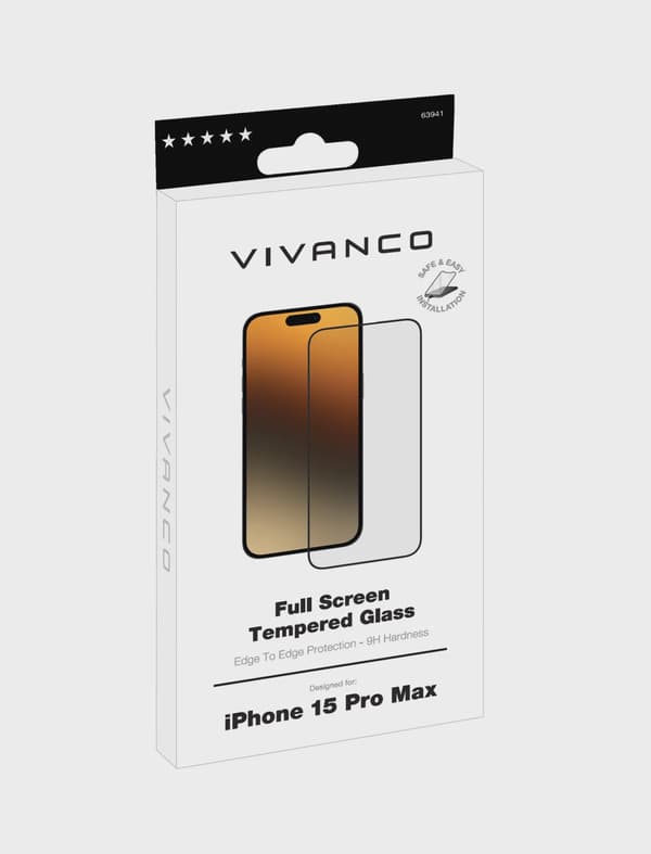 Vivanco Full Screen Skyddsglas 9H iPhone 15 Pro Max