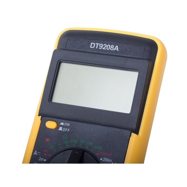 Digitaalinen DT9208A yleismittari lämpötilan mittauksella Yellow