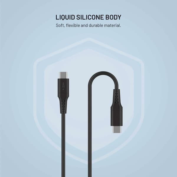 FIXED LIQUID silikonkabel 60W USB-C/C 0.3m Svart