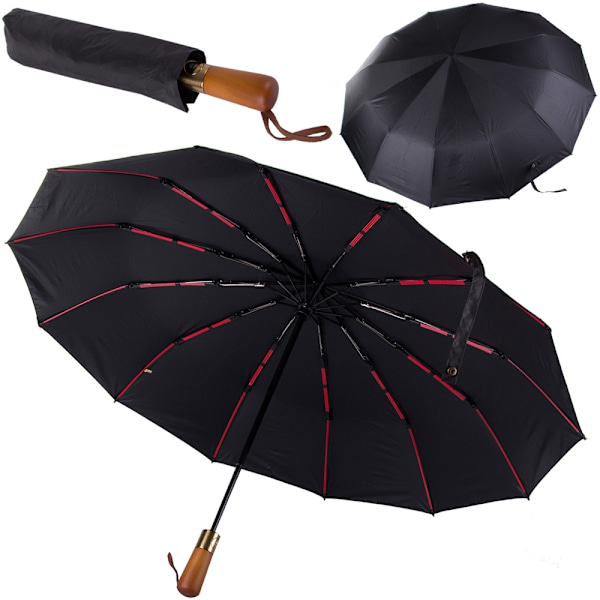 Paraply fällbart paraply automatisk svart unisex elegant stor anständig